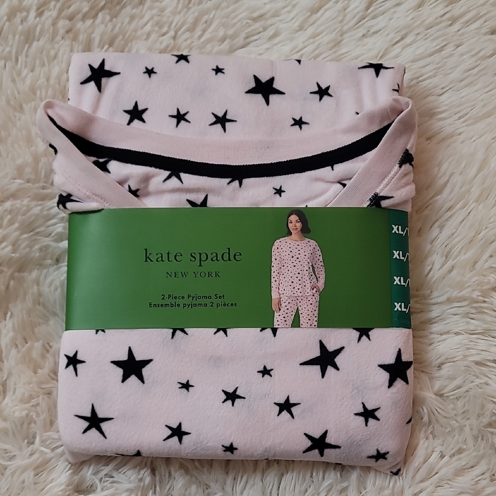 Kate Spade, Women's, Pajama Set - Light Pink with Black Stars